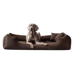 tierlando Moritz VIP Hundebett Hundesofa aus Plüsch in Braun Größe 110x90cm – Bild 1 von 9