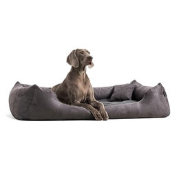 tierlando Moritz VIP Hundebett Hundesofa aus Stoff in Grau und Schwarz 130x100cm – Bild 1 von 10