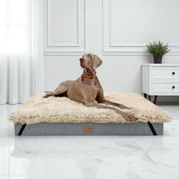 tierlando Ortho-Topper Shaggy Orthopädische Matratzenauflage für Hundebetten mit Memory Foam in Beige 150x100cm – Bild 1 von 4