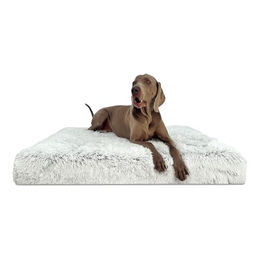 tierlando Orthopädische Hundematratze Pitt Shaggy Ortho Plus mit Plüschbezug Weißgrau 120x90cm – Bild 1 von 10