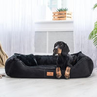 Produktbild von tierlando Orthopädisches Hundebett Floyd mit Viscoschaum aus Plüsch und High-Tech-Velours Schwarz