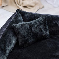 Produktbild von tierlando Orthopädisches Hundebett Floyd mit Viscoschaum-Matratze aus High-Tech-Velours und Plüsch Schwarz 100x75cm