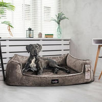 Produktbild von tierlando Orthopädisches Hundebett Franklin Hundesofa aus Teddy-Plüsch Braungrau 110x90cm