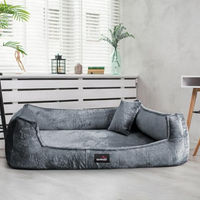 Produktbild von tierlando Orthopädisches Hundebett Franklin Hundesofa aus Teddy-Plüsch Grau 110x90cm