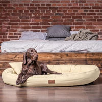 Produktbild von tierlando Orthopädisches Hundebett Gilbert aus Kunstleder mit Latexfüllung Beige Größe L