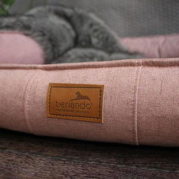 tierlando Orthopädisches Hundebett Goofy Couture mit Memory Foam und Matratzenschoner XL in Altrosa – Bild 1 von 8