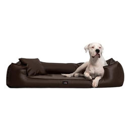 tierlando Orthopädisches Hundebett Goofy Easy Clean aus Kunstleder mit Matratzenschoner Braun Größe L – Bild 1 von 5