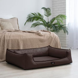 tierlando Orthopädisches Hundebett Goofy Easy Clean aus Kunstleder mit Matratzenschoner Braun XL für große Hunde – Bild 1 von 4