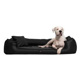 tierlando Orthopädisches Hundebett Goofy Easy Clean aus Kunstleder mit Matratzenschoner Schwarz 110x90cm – Bild 1 von 2