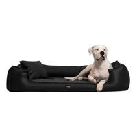 Produktbild von tierlando Orthopädisches Hundebett Goofy Easy Clean aus Kunstleder mit Matratzenschoner Schwarz 110x90cm