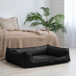 tierlando Orthopädisches Hundebett Goofy Easy Clean aus Kunstleder mit Matratzenschoner Schwarz XL für große Hunde – Bild 1 von 3