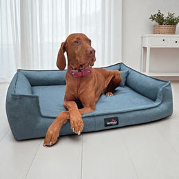 tierlando Orthopädisches Hundebett Gustav Scandi CHIC mit Memory Foam und waschbarem Bezug Blau 130x100cm – Bild 1 von 3