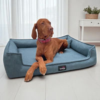 Produktbild von tierlando Orthopädisches Hundebett Gustav Scandi CHIC mit Memory Foam und waschbarem Bezug Blau 130x100cm