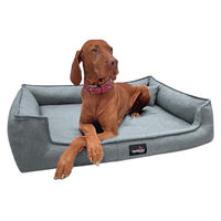 Produktbild von tierlando Orthopädisches Hundebett Gustav Scandi CHIC mit Memory Foam und waschbarem Bezug Rauchblau 110x90cm