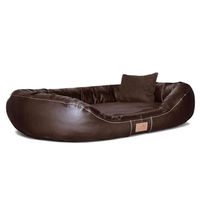 Produktbild von tierlando Orthopädisches Hundebett Lennart VIP mit Visco-Plus-Matratze und Kunstleder-Velours-Bezug Braun Größe L