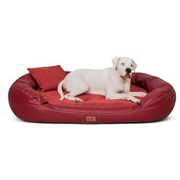 tierlando Orthopädisches Hundebett Lennart VIP mit Visco-Plus-Matratze und Kunstleder-Velours-Bezug Dunkelrot 170x110cm – Bild 1 von 12