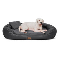 Produktbild von tierlando Orthopädisches Hundebett Lennart VIP mit Visco-Plus-Matratze und Kunstleder-Velours-Bezug Graphit 140x105cm