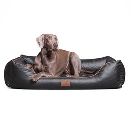 tierlando Orthopädisches Hundebett Louis aus gestepptem Kunstleder mit Memory Foam Matratze 80x60cm Graphit - 80 cm – Bild 1 von 10