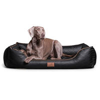 Produktbild von tierlando Orthopädisches Hundebett Louis aus gestepptem Kunstleder mit Memory Foam Matratze Schwarz 80x60cm