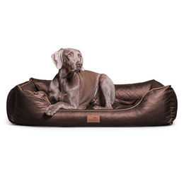 tierlando Orthopädisches Hundebett Louis aus Kunstleder mit Memory Foam in Braun Größe 80x60cm – Bild 1 von 11