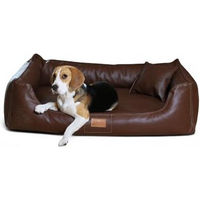 Produktbild von Tierlando Orthopädisches Hundebett Maddox aus Kunstleder Braun 100 x 75 x 25 cm