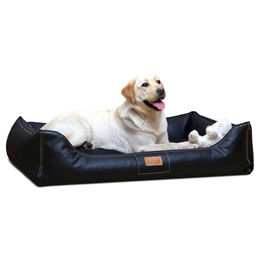 tierlando Orthopädisches Hundebett Maddox XL aus Kunstleder in Schwarz für große Hunde mit Gelenksupport – Bild 1 von 8