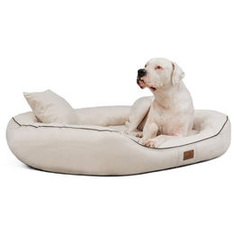 tierlando Orthopädisches Hundebett Marlon mit Visco Plus Matratze und Velours-Bezug Creme 140x105cm – Bild 1 von 8