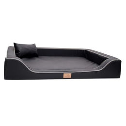 tierlando Orthopädisches Hundebett Melody aus Kunstleder mit Latex-Matratze Schwarz 100x75cm – Bild 1 von 4