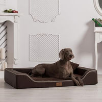 Produktbild von tierlando Orthopädisches Hundebett Melody VIP aus Kunstleder und Velours mit Latex-Matratze Braun 120x80cm