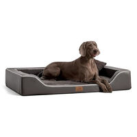 Produktbild von tierlando Orthopädisches Hundebett Melody VIP mit Latex-Matratze aus Kunstleder und Velours Graphit 100x75cm