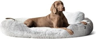 Tierlando Orthopädisches Hundebett PAMELA Shaggy in Weiß/Grau mit Langflor-Plüsch 1,75 m x 1,15 m x 20 cm – Bild 1 von 3