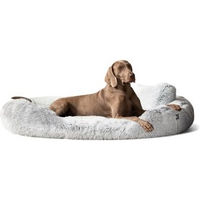 Produktbild von Tierlando Orthopädisches Hundebett PAMELA Shaggy in Weiß/Grau mit Langflor-Plüsch 1,75 m x 1,15 m x 20 cm
