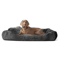 Produktbild von tierlando Orthopädisches Hundebett Pedro Shaggy mit Langflor-Plüsch und waschbarem Bezug in Graphit Grau Schwarz 130x100cm