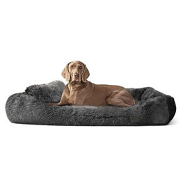 tierlando Orthopädisches Hundebett Pedro Shaggy mit Langflor und waschbarem Bezug in Graphit Schwarz Grau 160x110cm – Bild 1 von 7