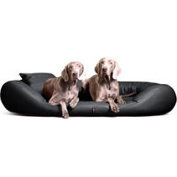 Produktbild von Tierlando Orthopädisches Hundebett SAMMY aus Kunstleder in Schwarz/Grau Größe L