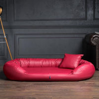 Produktbild von tierlando Orthopädisches Hundebett SAMMY mit viscoelastischer Matratze aus Kunstleder Dunkelrot 140x105cm