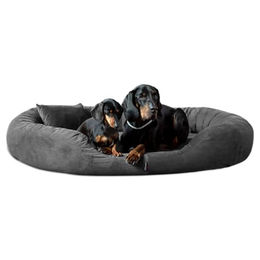 tierlando Orthopädisches Hundebett Sammy Soft mit viscoelastischer Matratze aus Velours Grau/Schwarz 170x110cm – Bild 1 von 9