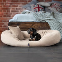 Produktbild von tierlando Orthopädisches Hundebett Sammy Soft mit viscoelastischer Matratze und Veloursrand Beige 140x105cm