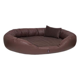 tierlando Orthopädisches Hundebett Sammy VIP mit Visco-Matratze aus Kunstleder und Velours in Braun Größe 140x105cm – Bild 1 von 7
