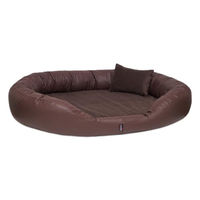 Produktbild von tierlando Orthopädisches Hundebett Sammy VIP mit Visco-Matratze aus Kunstleder und Velours in Braun Größe 140x105cm