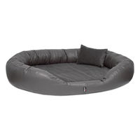 Produktbild von tierlando Orthopädisches Hundebett Sammy VIP mit Visco-Matratze aus Kunstleder und Velours in Graphit 140x105cm