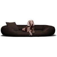 Produktbild von Tierlando Orthopädisches Hundebett Sammy VISCO aus Kunstleder und High-Tech-Velours Braun 100 x 85 x 25 cm