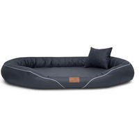 Produktbild von tierlando Orthopädisches Hundebett Tiffany Easy Clean aus Kunstleder für große Hunde und Riesenrassen XXL 145x105 cm Grau