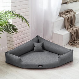 tierlando Orthopädisches Hundebett Trivia Dreieckbett aus Polyester mit Visco-Matratze Grau 120x120cm – Bild 1 von 4