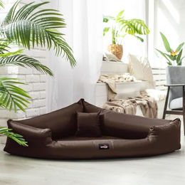 tierlando Orthopädisches Hundebett Trivia Easy Clean aus Kunstleder in Braun Größe XL – Bild 1 von 3