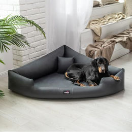 tierlando Orthopädisches Hundebett Trivia Easy Clean aus Kunstleder mit Visco-Matratze 100x100cm Graphit – Bild 1 von 4