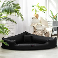 Produktbild von tierlando Orthopädisches Hundebett Trivia Easy Clean aus Kunstleder mit Visco-Matratze Schwarz Größe L