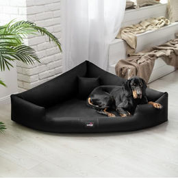 tierlando Orthopädisches Hundebett Trivia Easy Clean aus Kunstleder mit Visco-Matratze Schwarz XL 120x120cm – Bild 1 von 5