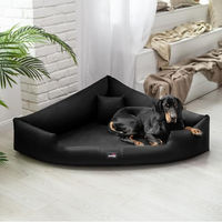 Produktbild von tierlando Orthopädisches Hundebett Trivia Easy Clean aus Kunstleder mit Visco-Matratze Schwarz XL 120x120cm