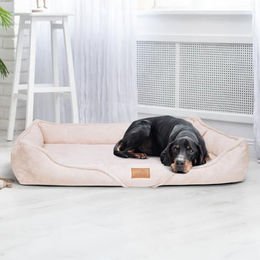 tierlando Orthopädisches Hundebett Tyson Teddy mit Memory Foam und waschbarem Bezug Creme 130x100cm – Bild 1 von 2
